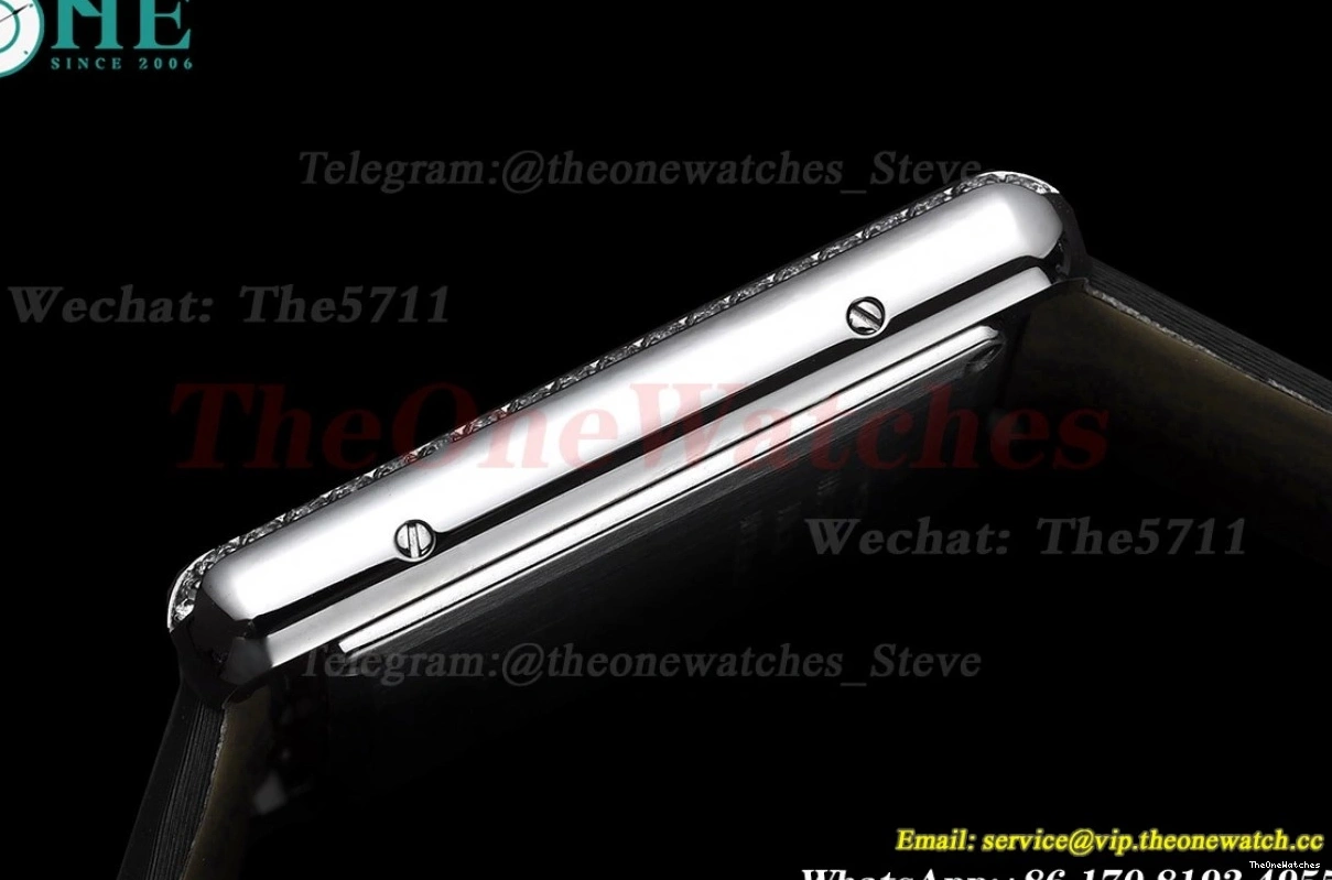 On Small Diamond Tank Bezel Quartz Must Strap Satin Black K11F 0419